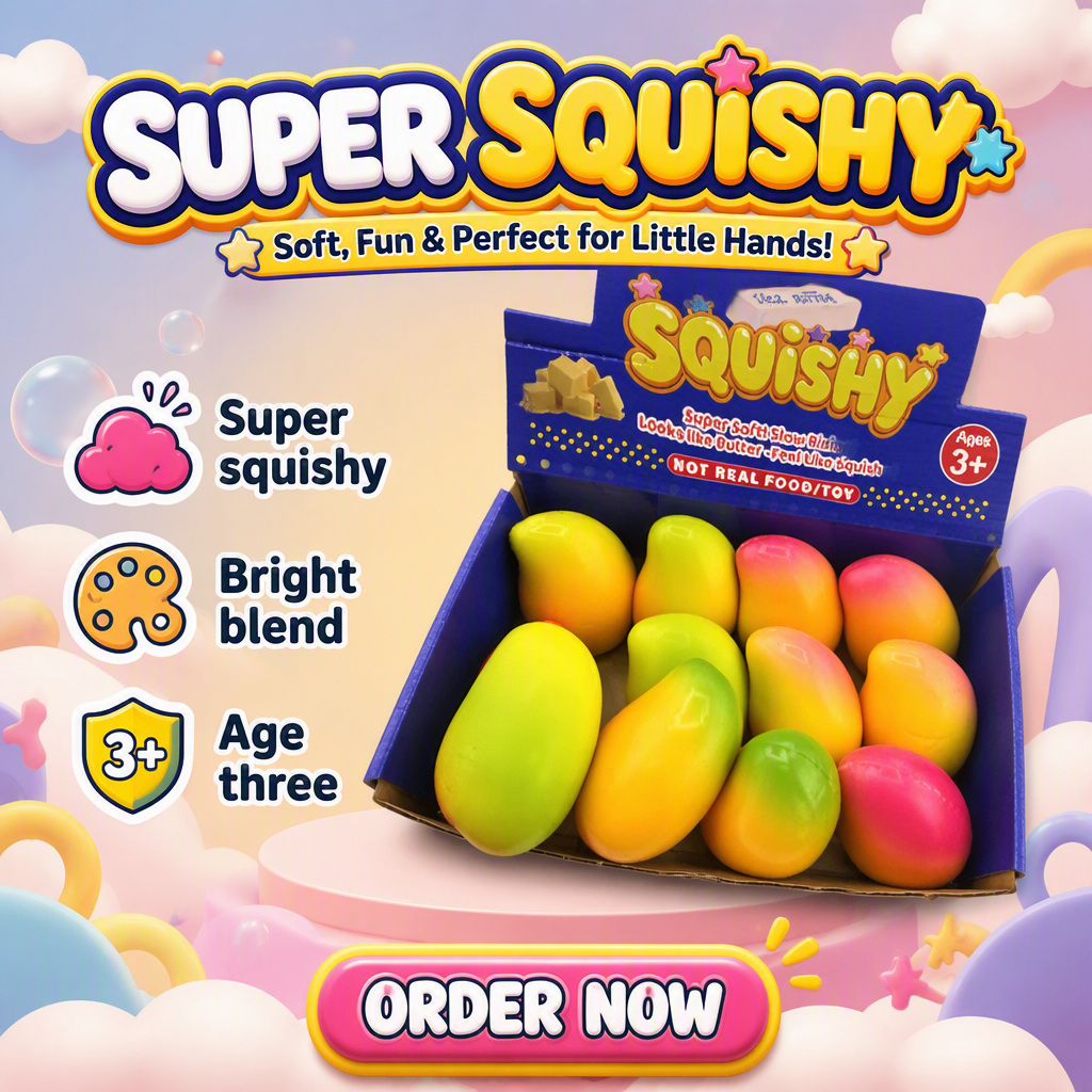 Stress-Relief Slow-Rebound Mango Squeeze Toy for Girls & Boys 5-7 Years-Sensory Fidget & Decompression Toy