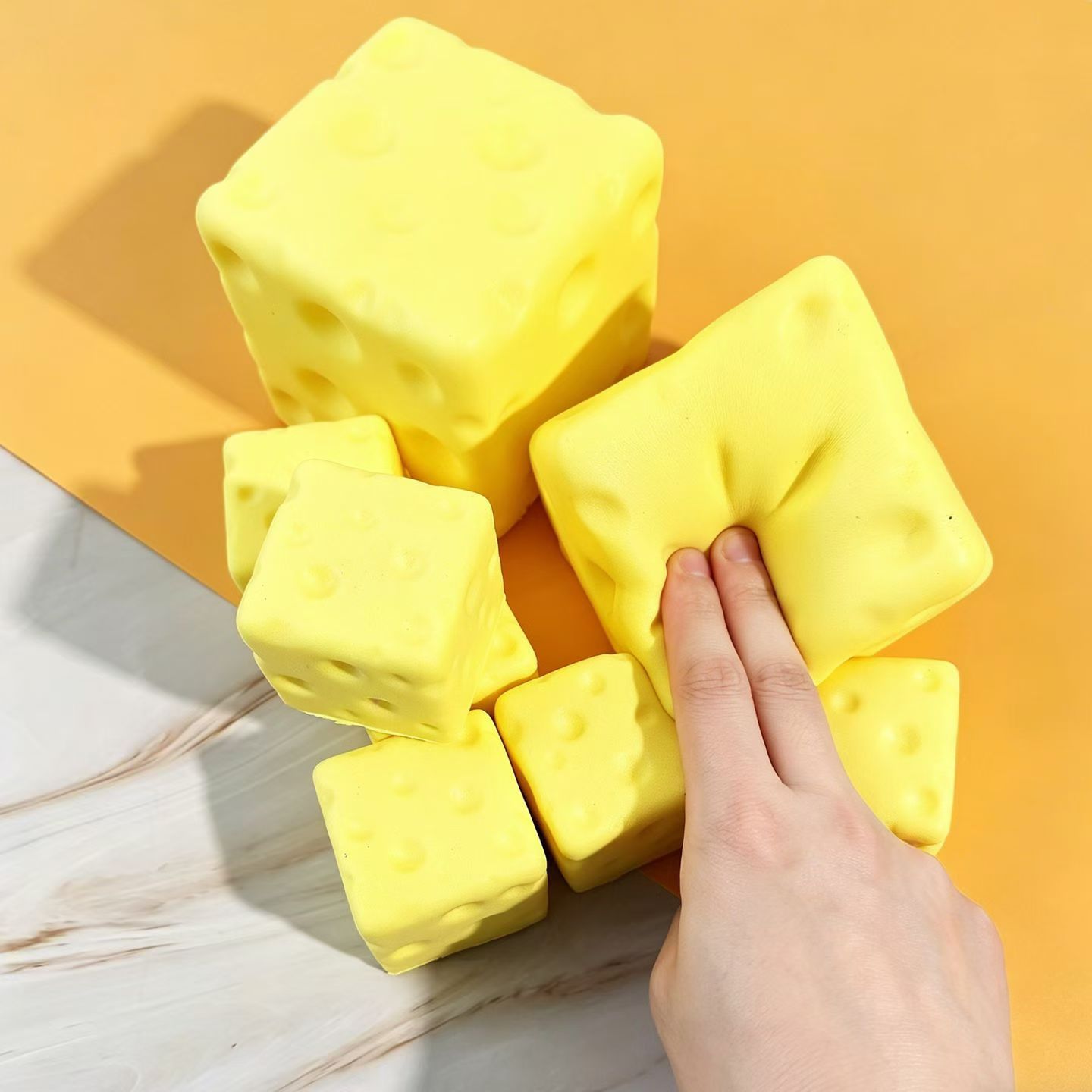 Simulation Cheese Squishy Anxiety Relief Plastic Stress-Relief Toy Creative PU Slow-Rebound Square Venting Wholesale Available