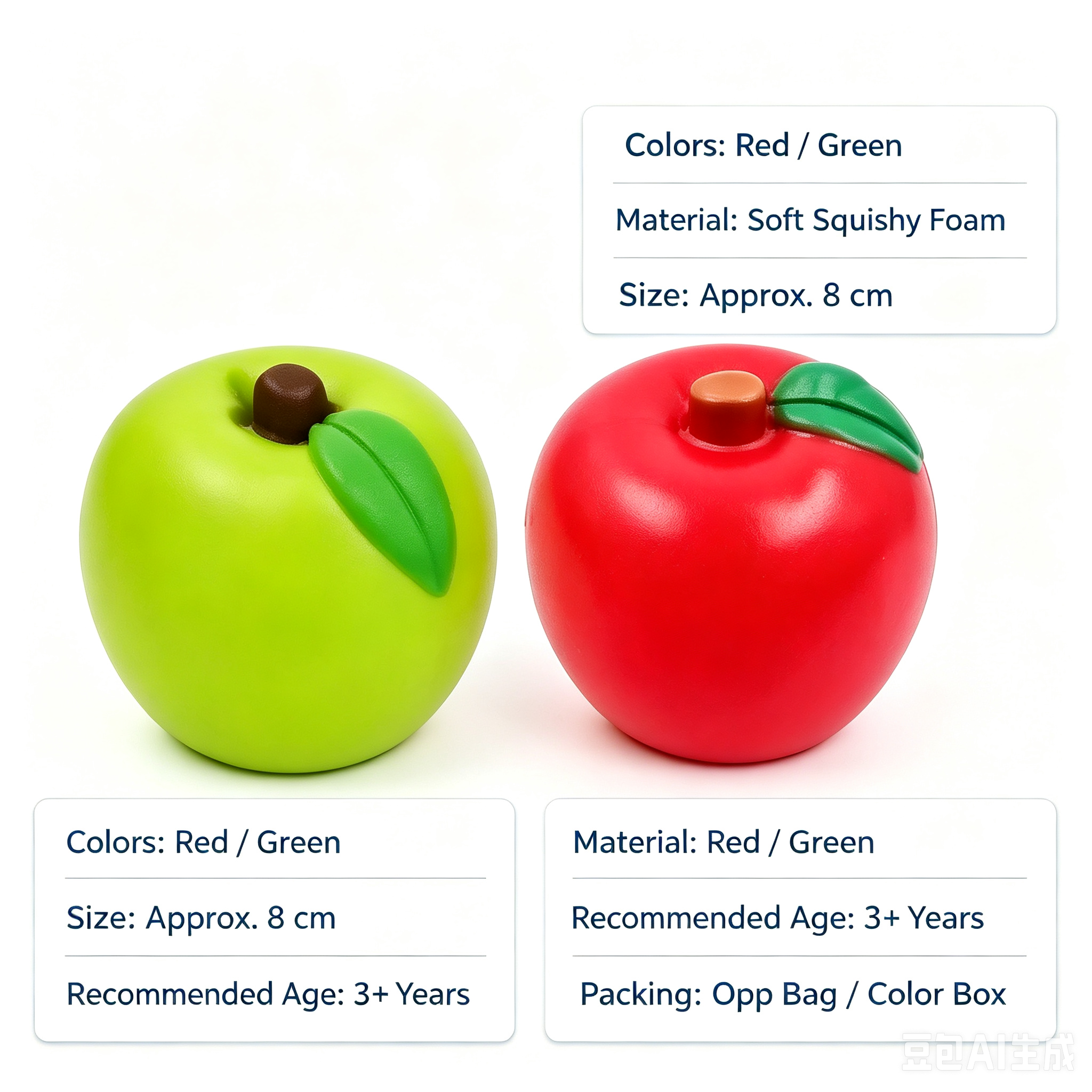 Children's Educational Anti-Stress Squishy Fidget Toy-Soft Simulation PU Apple Slow Rebound Decompression
