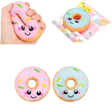 Sanqi Elan® 10cm Squishy kawaii Smiling Face Donuts Charm Bread Kids Toys With Package